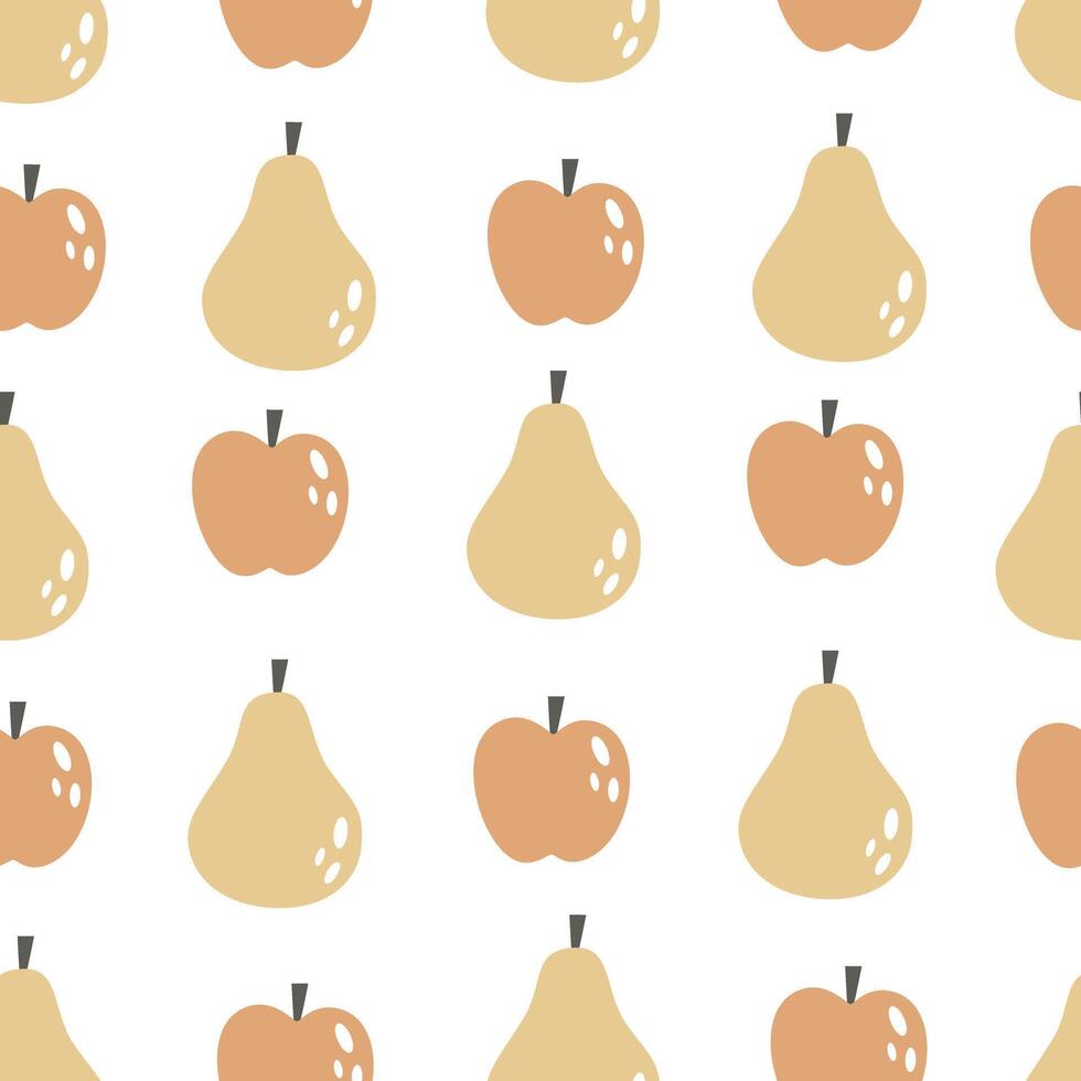Seamless pattern with cartoon apple, pear vector