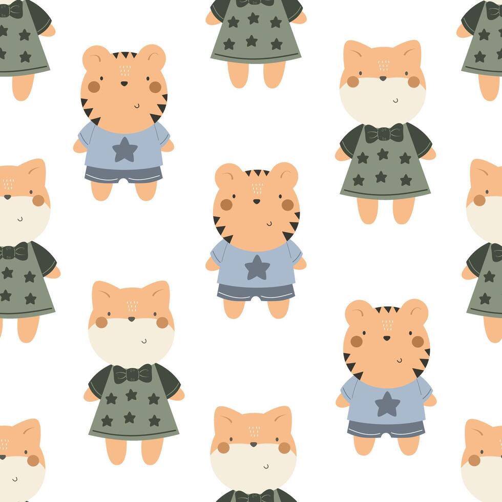 Seamless pattern with cartoon animal toy vector