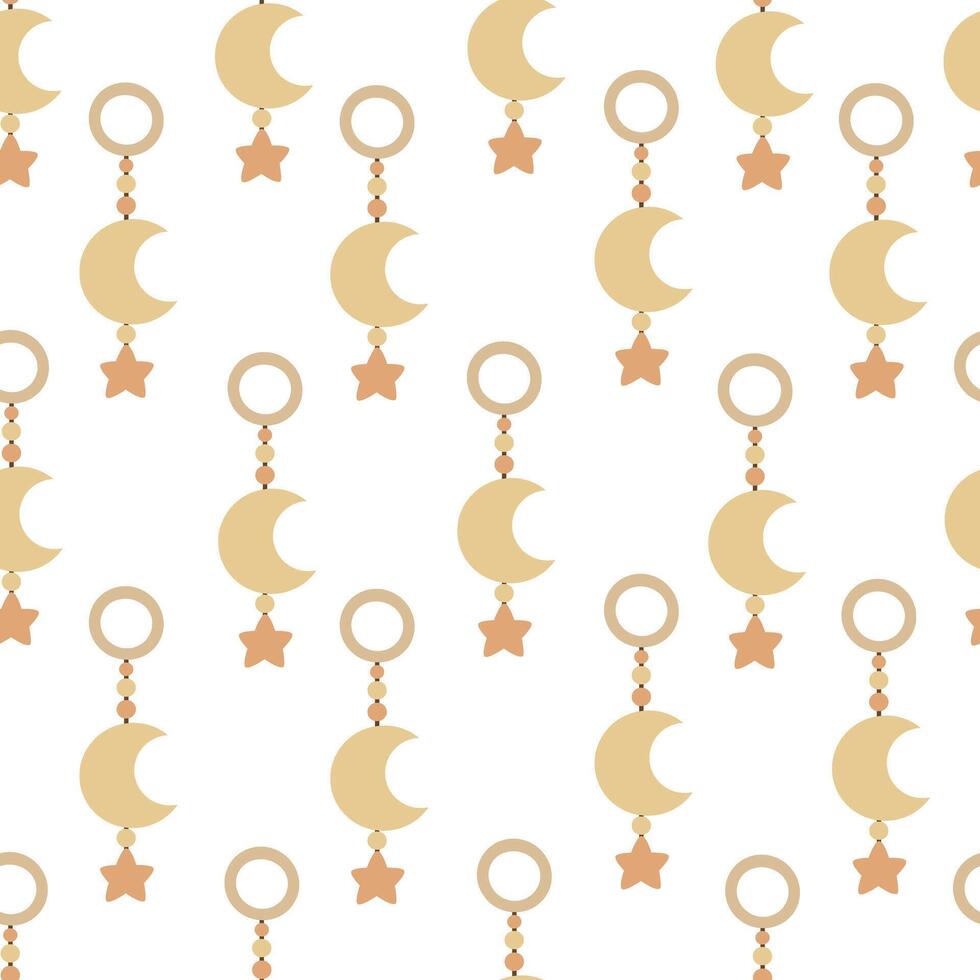 Seamless pattern with cartoon baby decor elements vector
