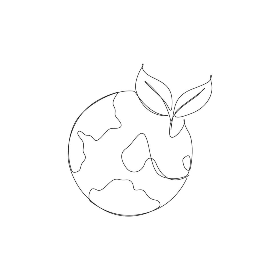 Earth continuous line drawing. environment earth illustration. flat design. eps 10. monoline. vector