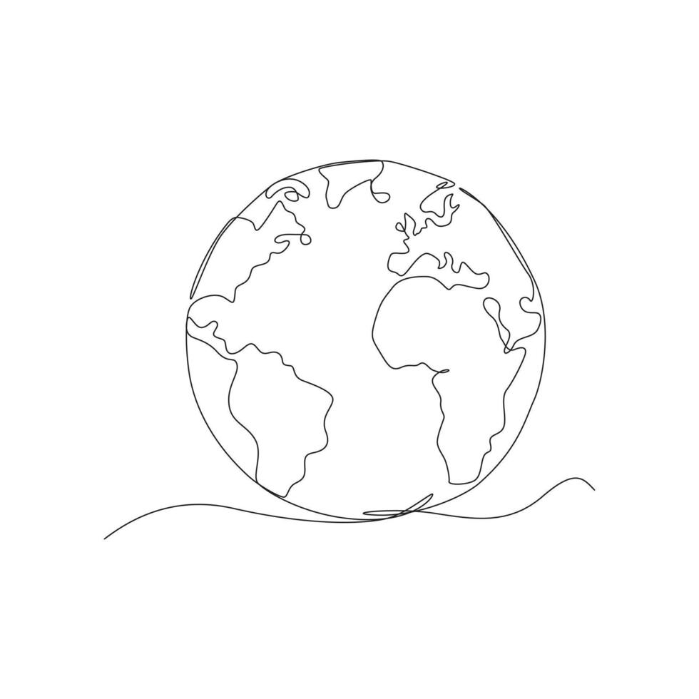 Earth continuous line drawing. environment earth illustration. flat design. eps 10. monoline. vector