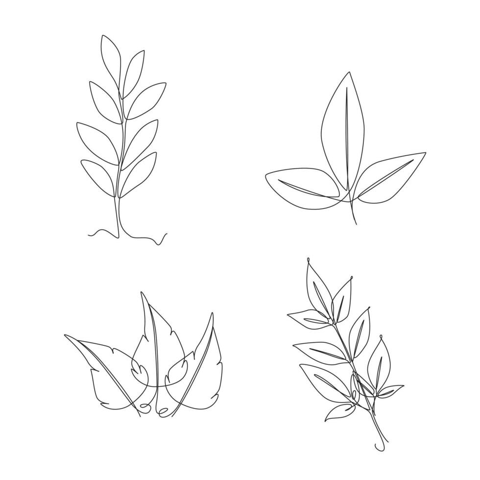 Leaf continuous line drawing element. leaf ornament continuous line. eps 10. vector