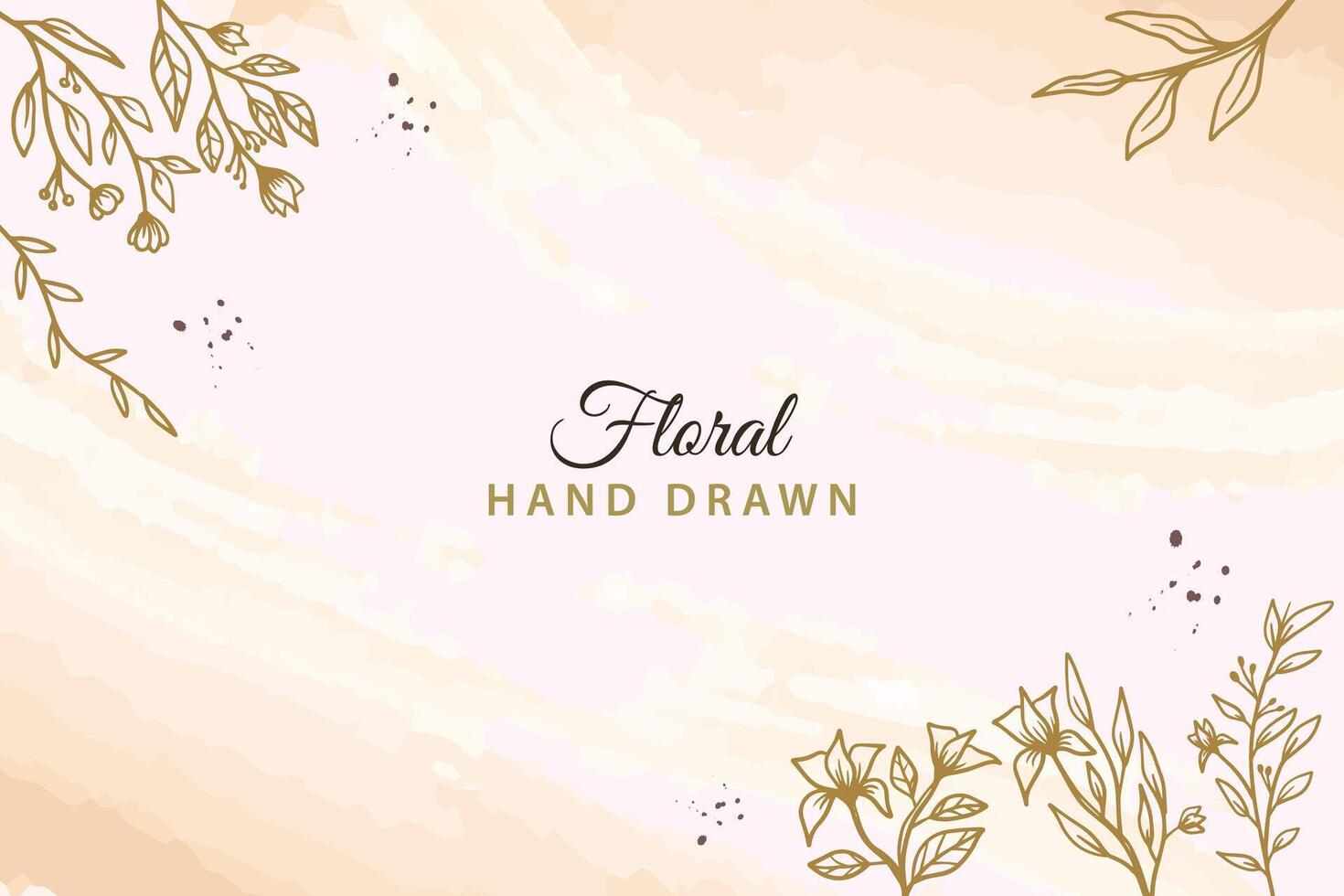 Elegant gold floral background with hand drawn flowers and leaves pattern vector