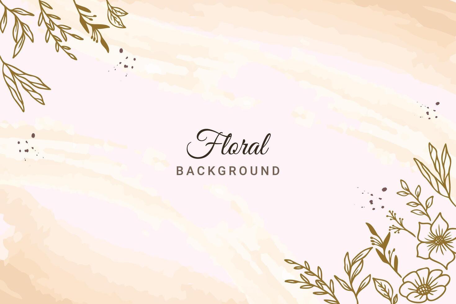 Elegant gold floral background with hand drawn flowers and leaves pattern vector