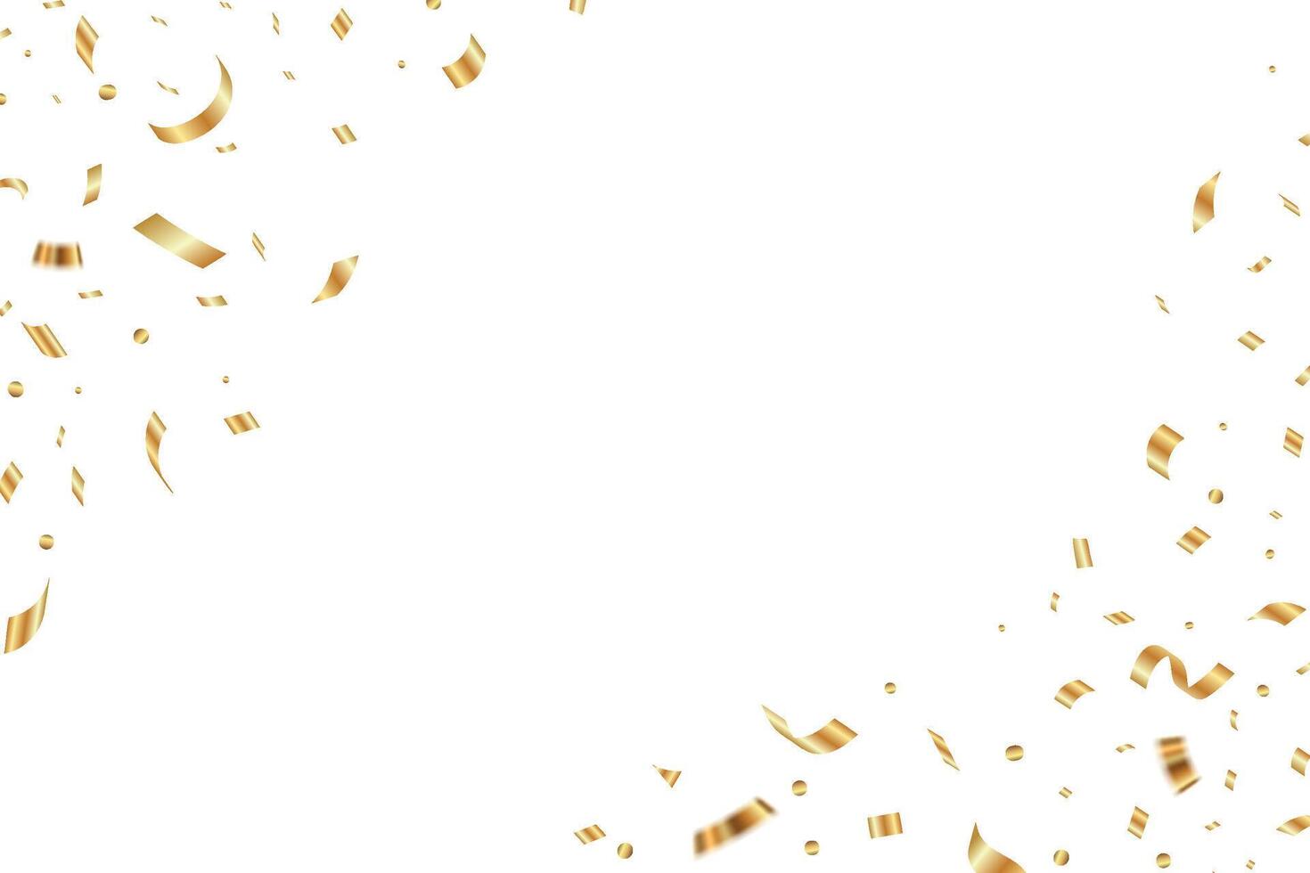 Gold confetti falling background for birthday, anniversary designs. Bright shiny gold confetti for party vector