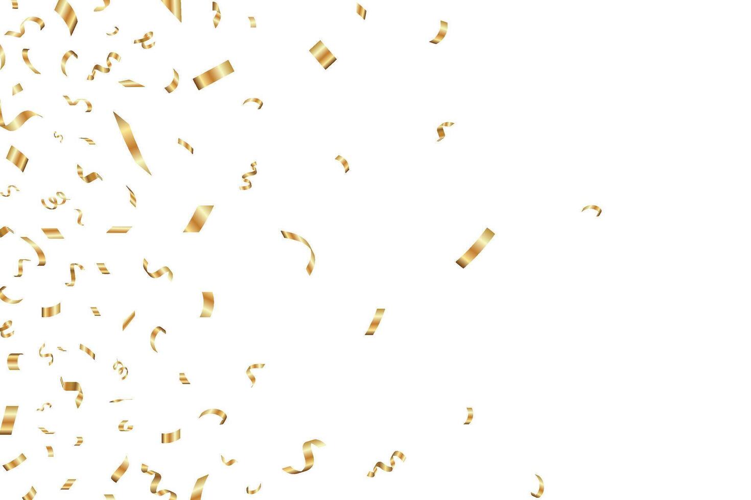 Gold confetti falling background for birthday, anniversary designs. Bright shiny gold confetti for party vector