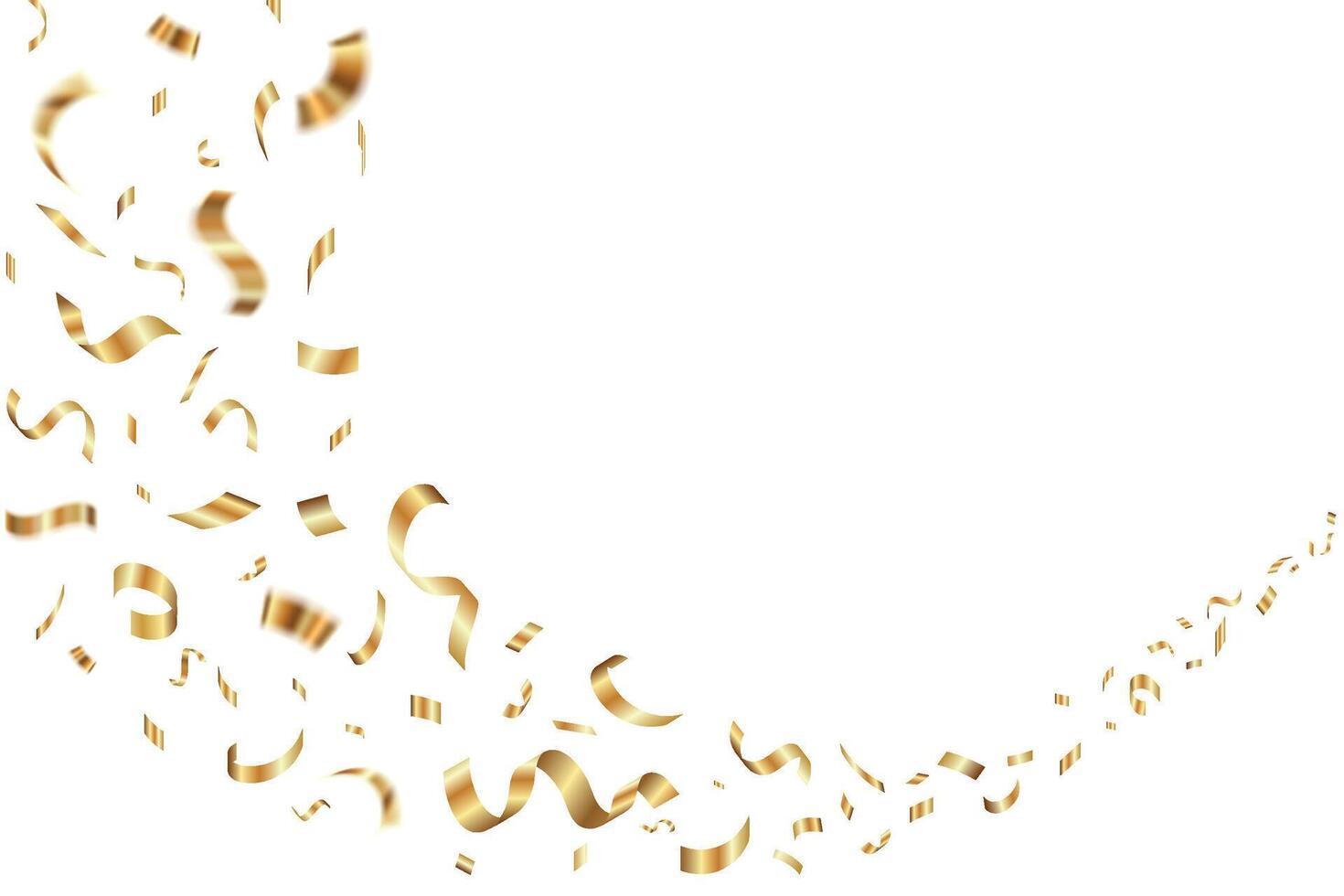 Gold confetti falling background for birthday, anniversary designs. Bright shiny gold confetti for party vector