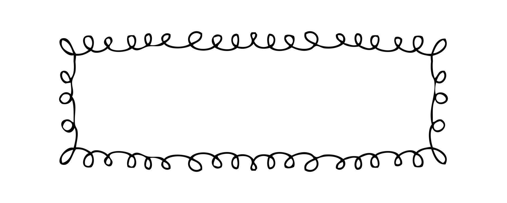 Simple doodle rectangular horizontal empty frame. Isolated illustration for decor and design. vector