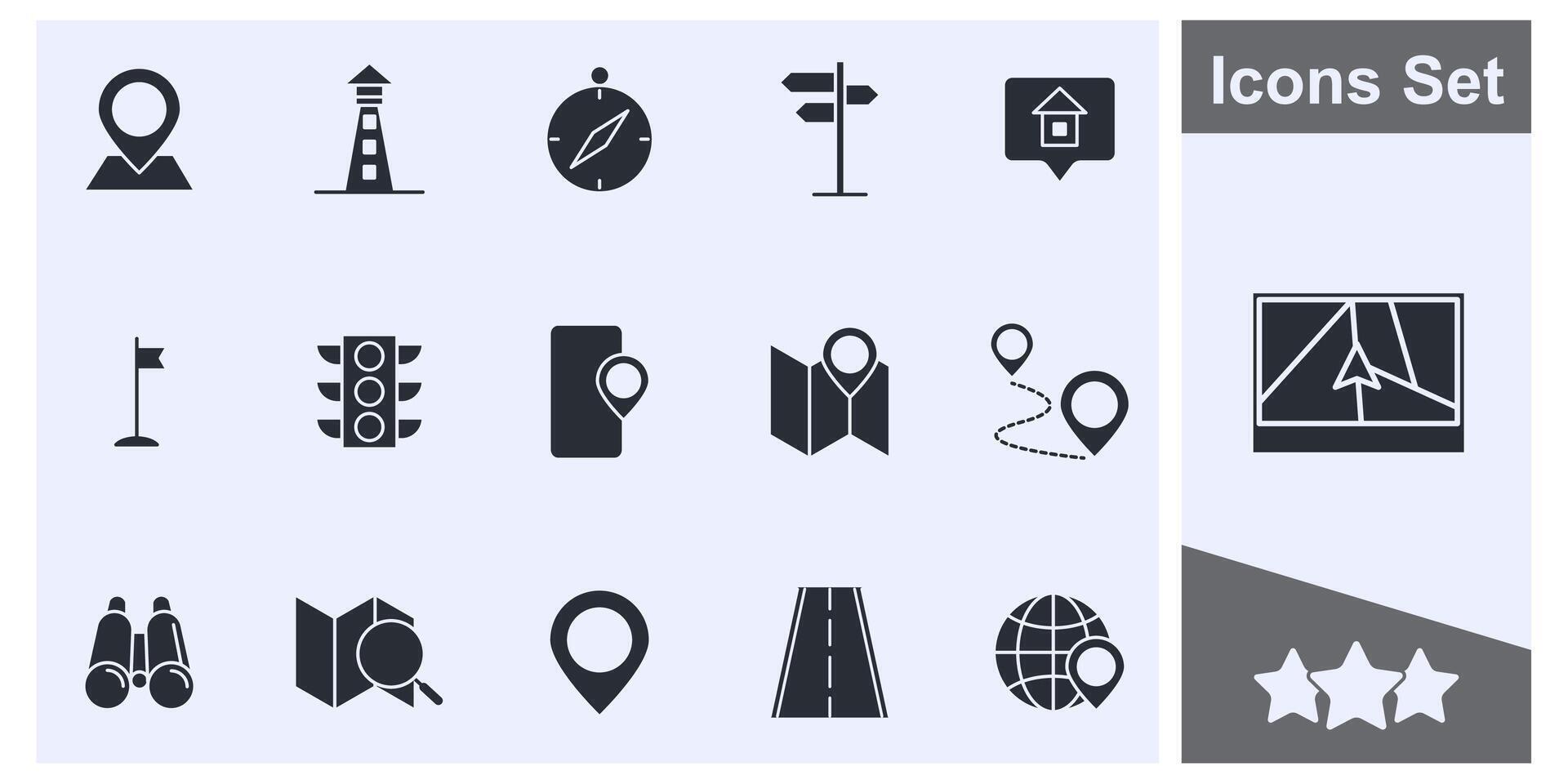 Navigation Location icon set symbol collection, logo isolated illustration vector