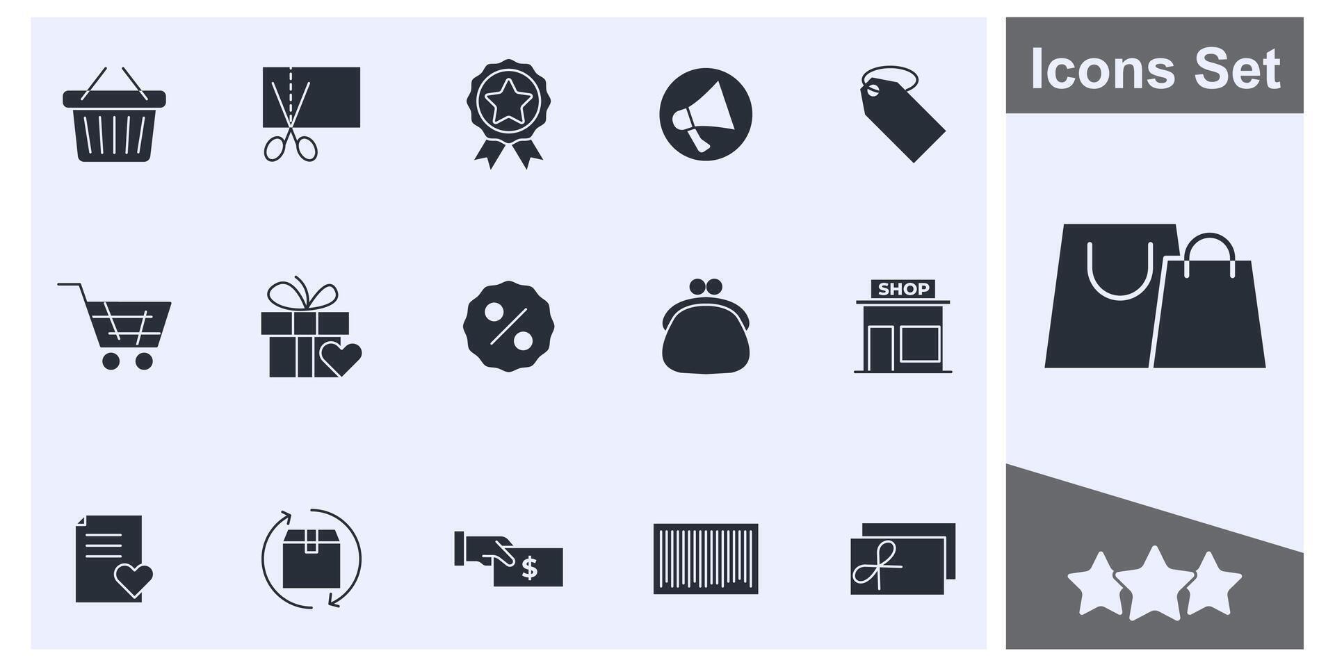 Shopping malls, retail icon set symbol collection, logo isolated illustration vector