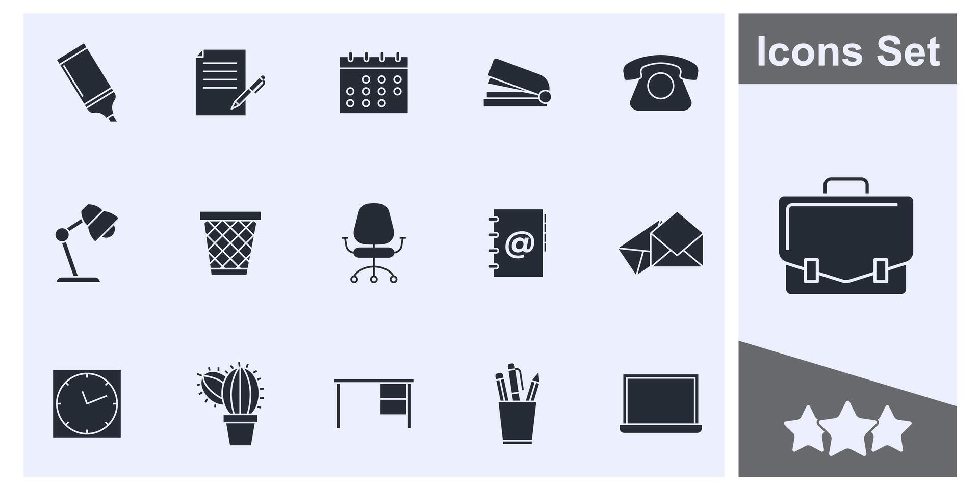 Office workspace icon set symbol collection, logo isolated illustration vector