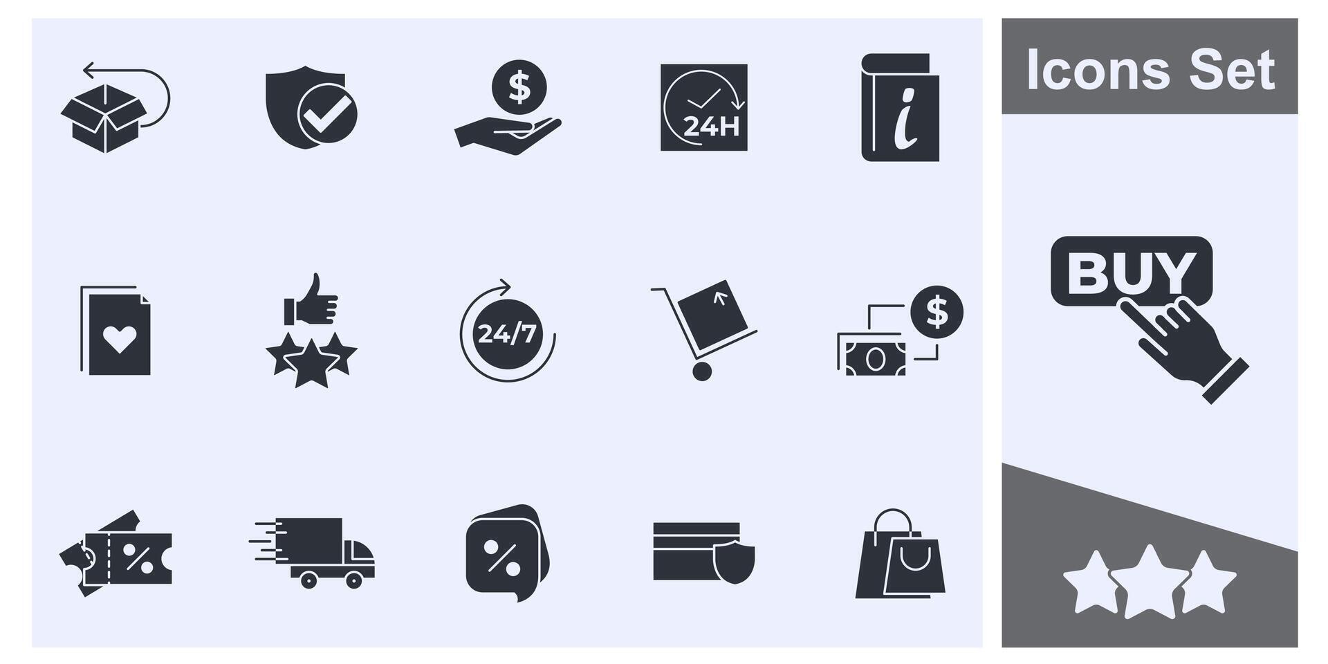 e-commerce online shopping icon set symbol collection, logo isolated illustration vector