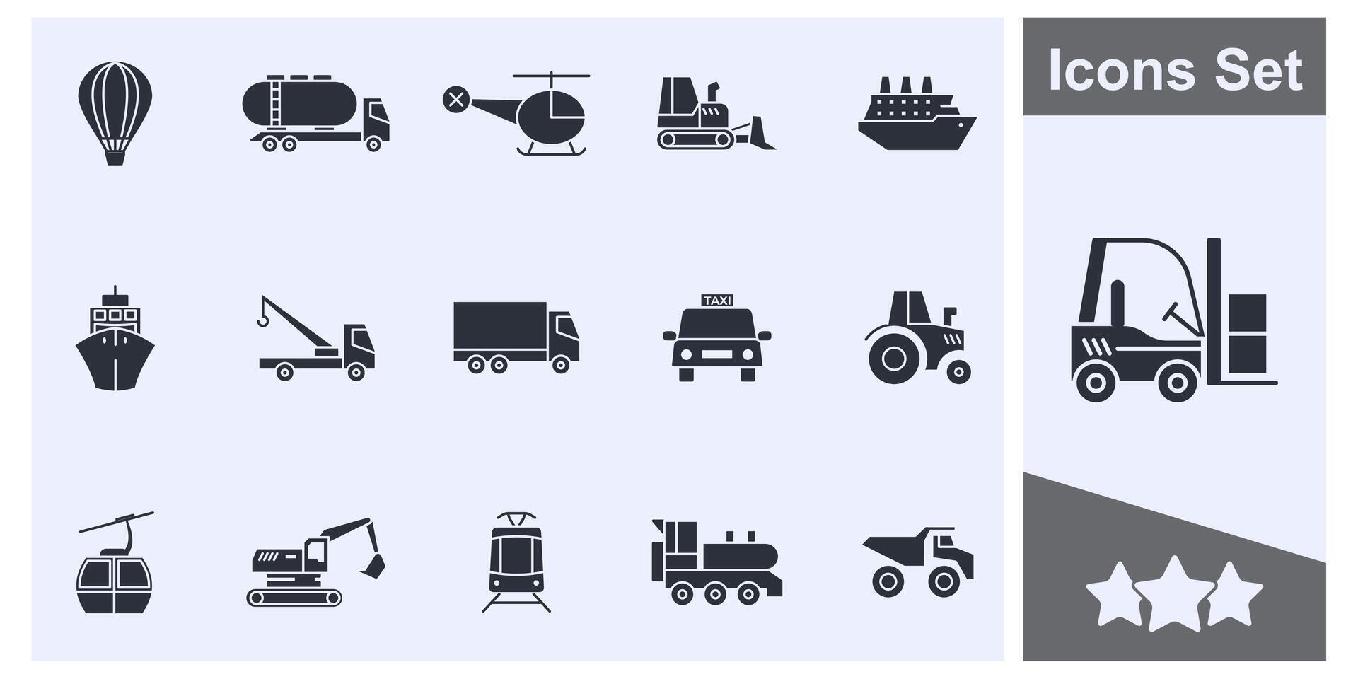 Transport, vehicle and delivery icon set symbol collection, logo isolated illustration vector