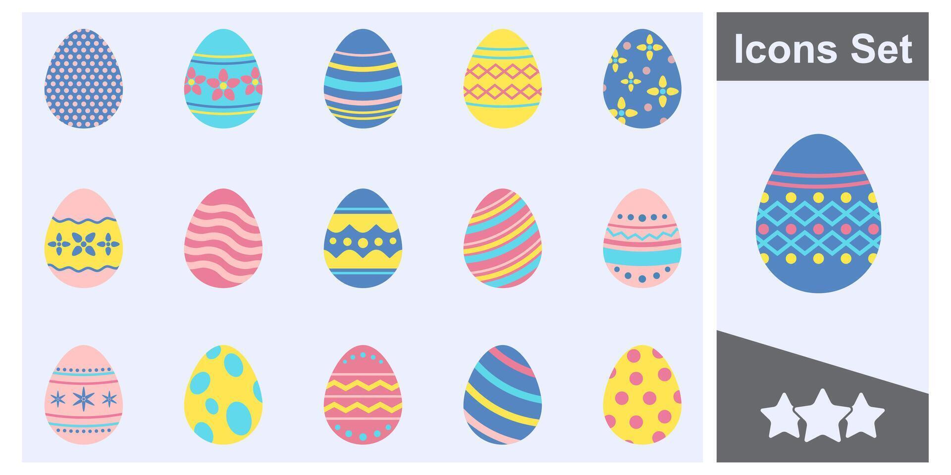 Easter eggs icon set symbol collection, logo isolated illustration vector