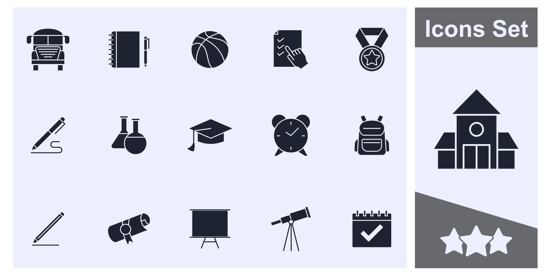 educación y espalda a colegio icono conjunto símbolo recopilación, logo aislado ilustración vector