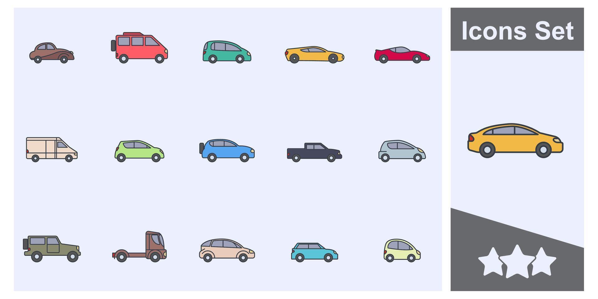 car transportation icon set symbol collection, logo isolated illustration vector