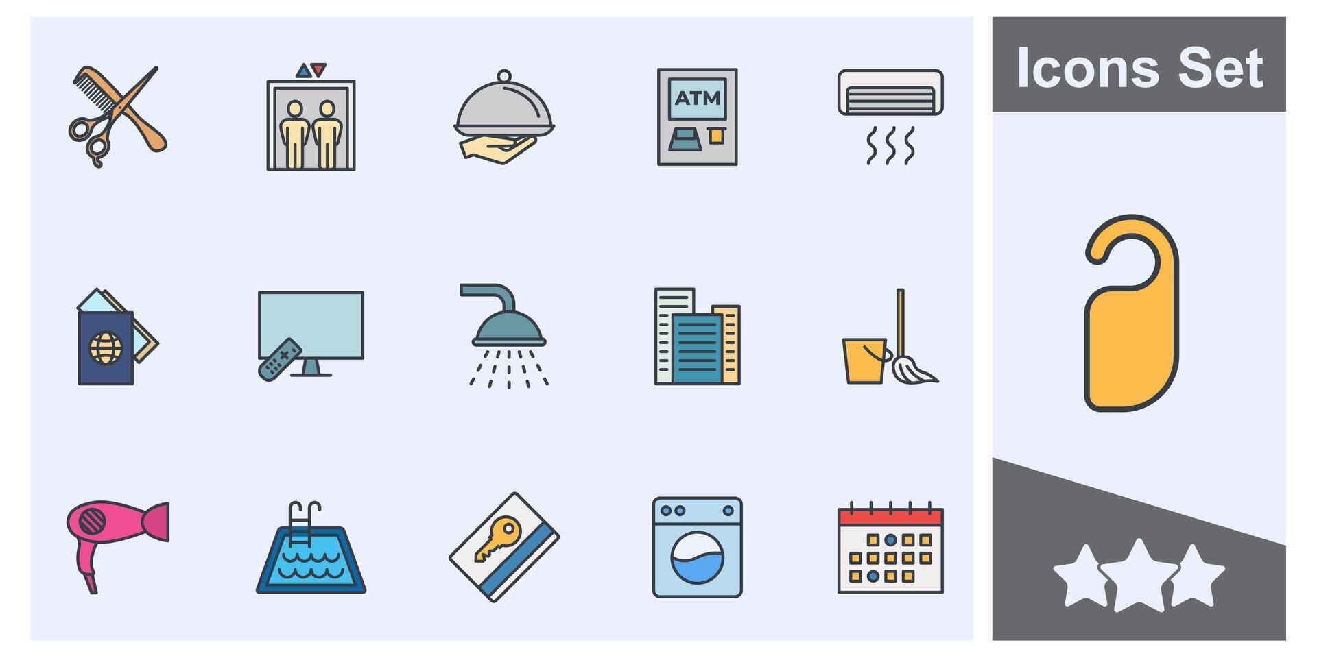 hotel icon set symbol collection, logo isolated illustration vector