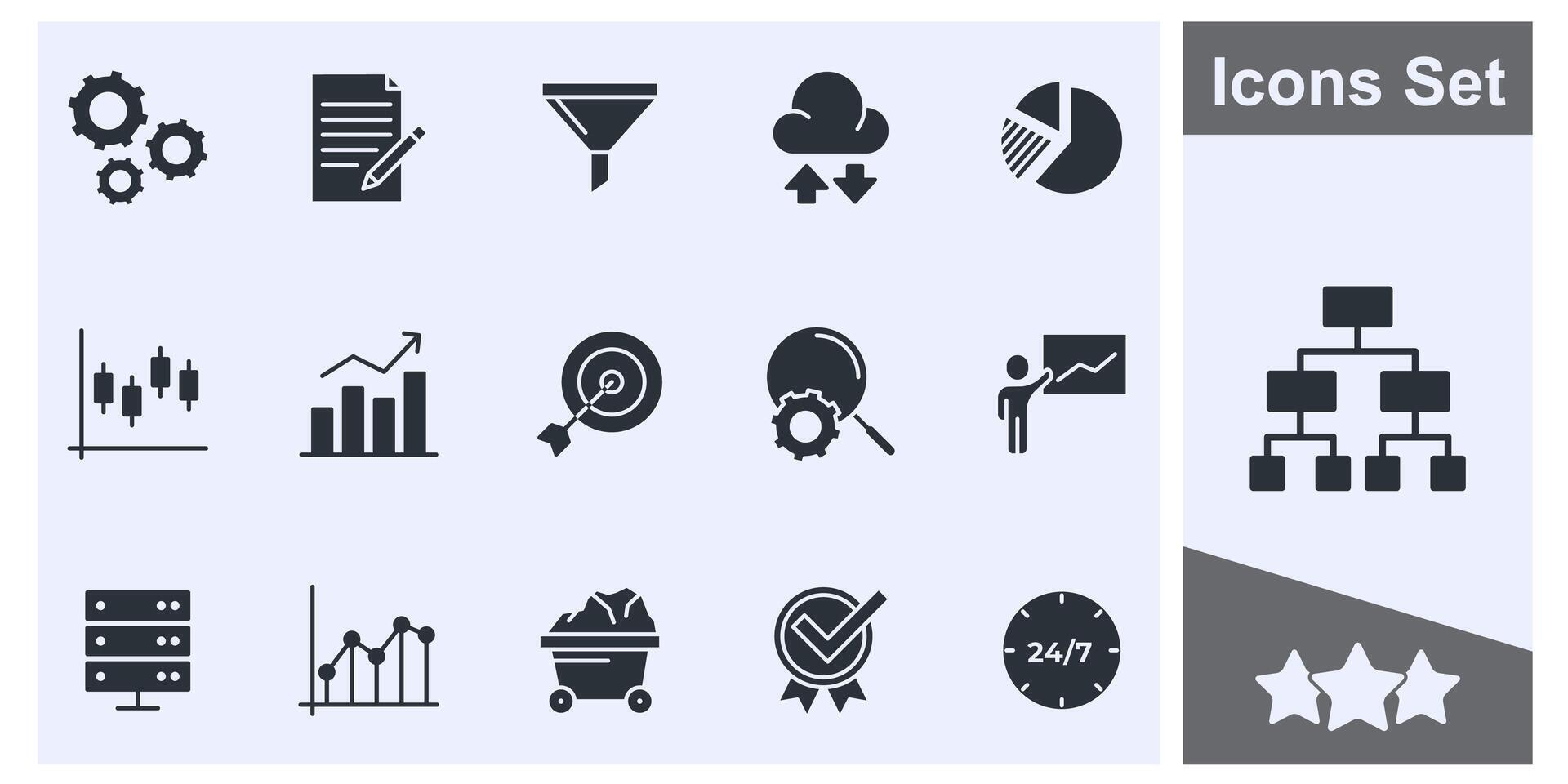 data analytics icon set symbol collection, logo isolated illustration vector