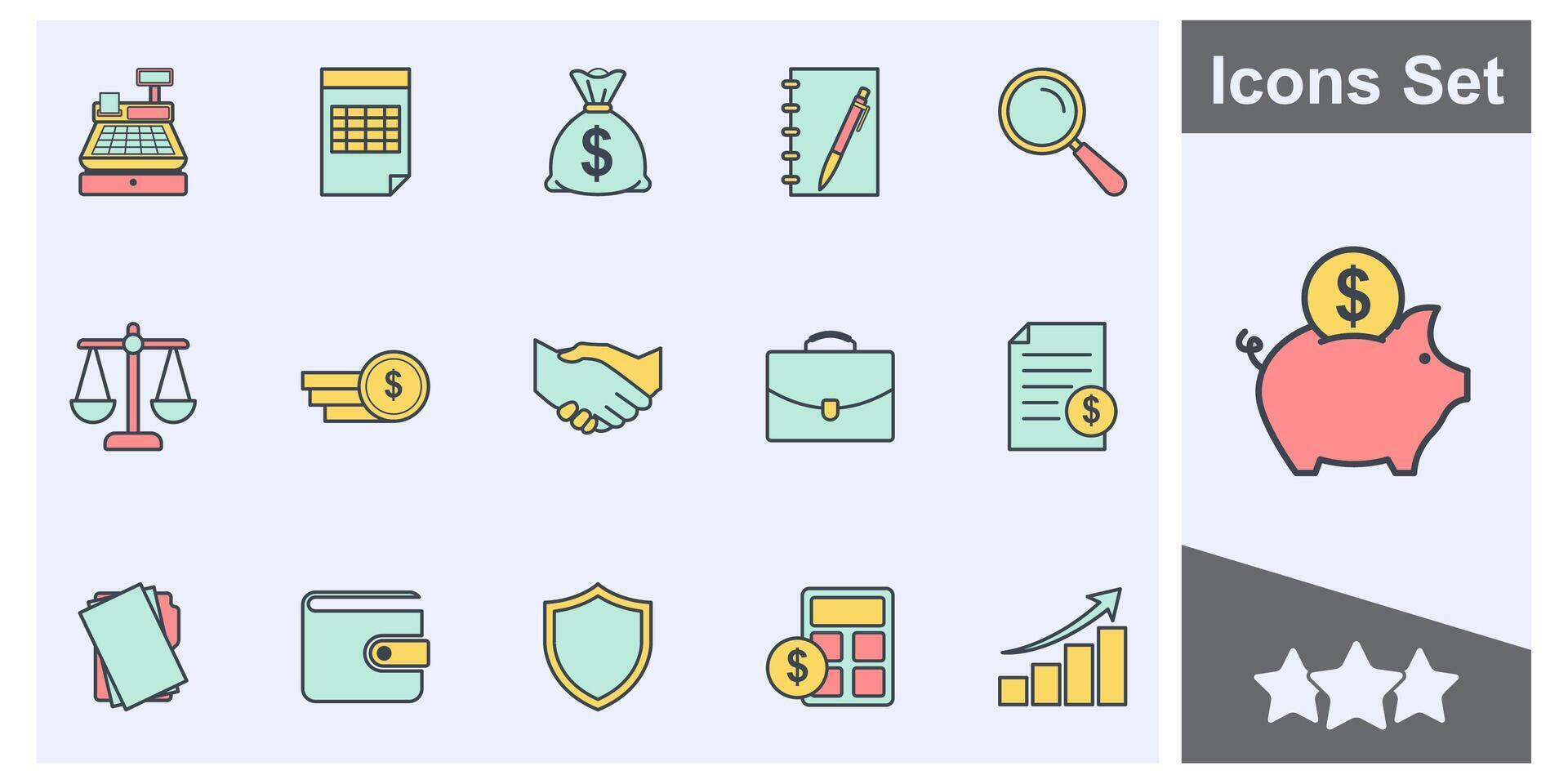 Finanzas y negocio icono conjunto símbolo recopilación, logo aislado ilustración vector