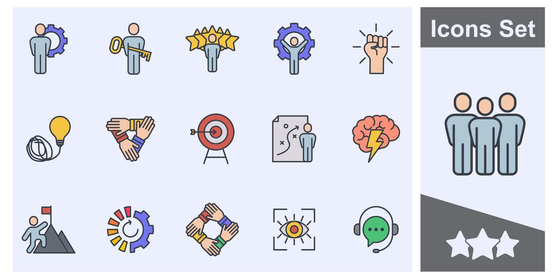 Teamwork in business management icon set symbol collection, logo isolated illustration vector