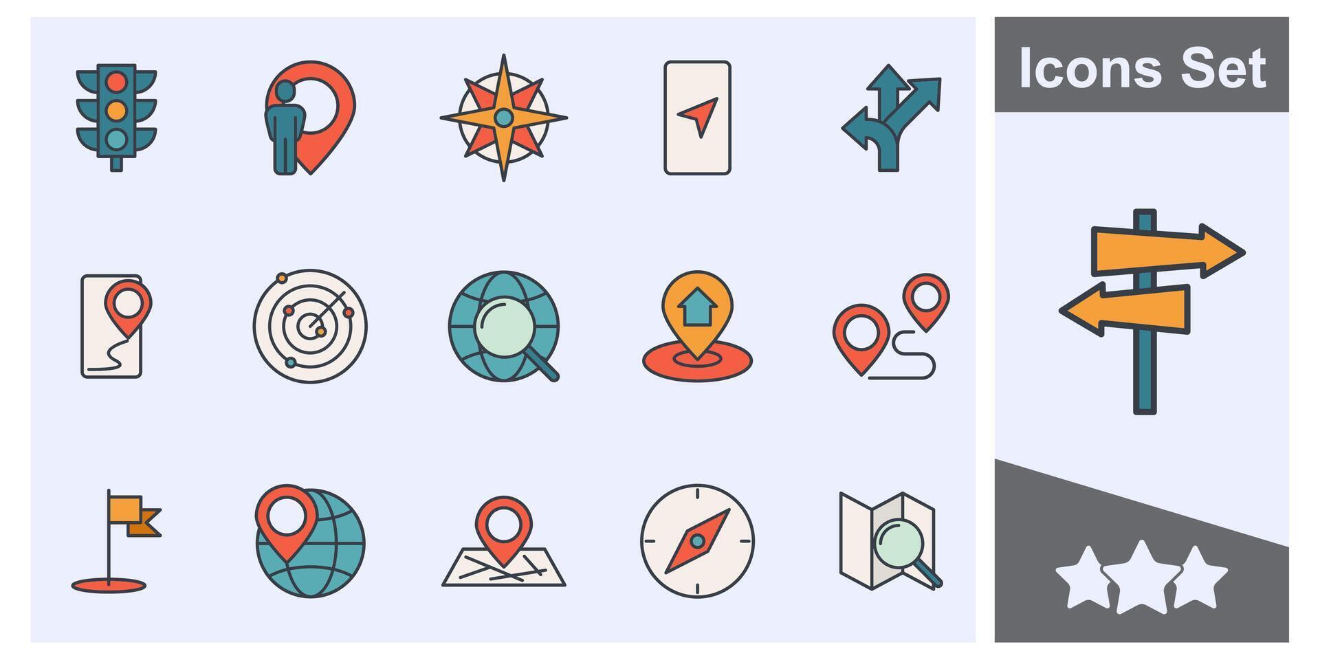 Navigation Location icon set symbol collection, logo isolated illustration vector