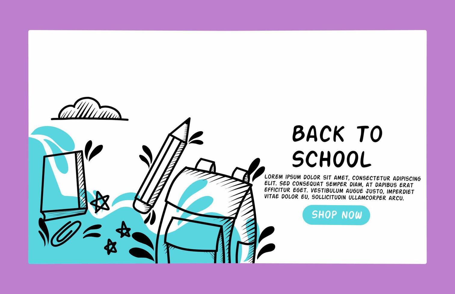 Back to School Landing Page Template. Cute Elementary School Girl Standing At The Blackboard And Writing Abc Letters. Concept of Educational Resources, Tutoring Services. Cartoon Illustration vector