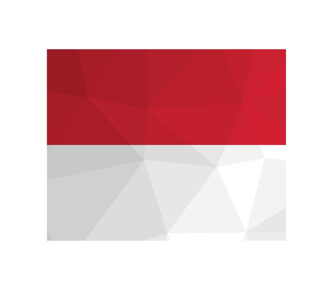 illustration. Official symbol of Monaco. National flag with red and white stripes. Creative design in low poly style with triangular shapes. Gradient effect vector