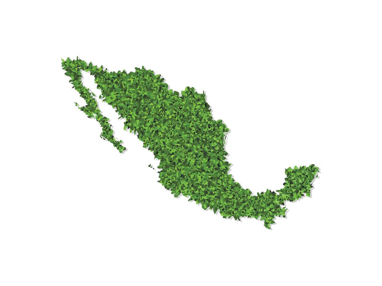 isolated simplified illustration icon with green grassy silhouette of Mexico map. White background vector