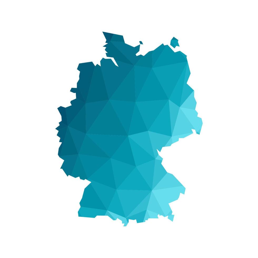 isolated illustration with simplified blue silhouette of Germany map. Polygonal geometric style, triangular shapes. White background vector