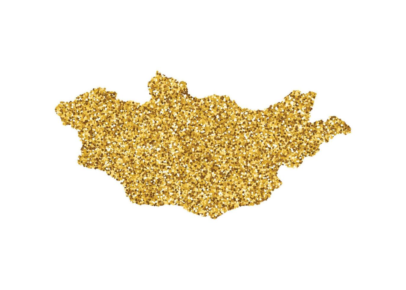 isolated illustration with simplified Mongolia map. Decorated by shiny gold glitter texture. New Year and Christmas holidays decoration for greeting card. vector