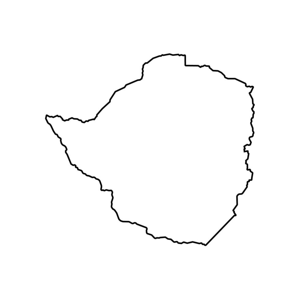 isolated simplified illustration icon with black silhouette of Zimbabwe map. White background vector