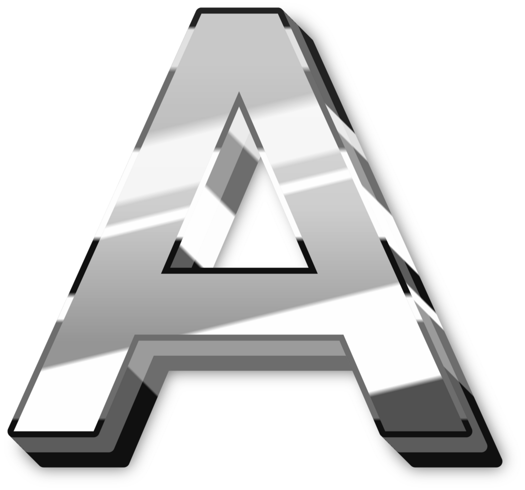 Elegant Silver Alphabet Letters and Numbers png