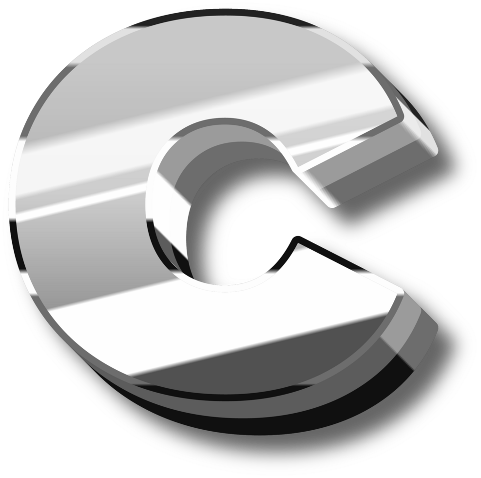Silver Glossy Alphabet Letter and Number png