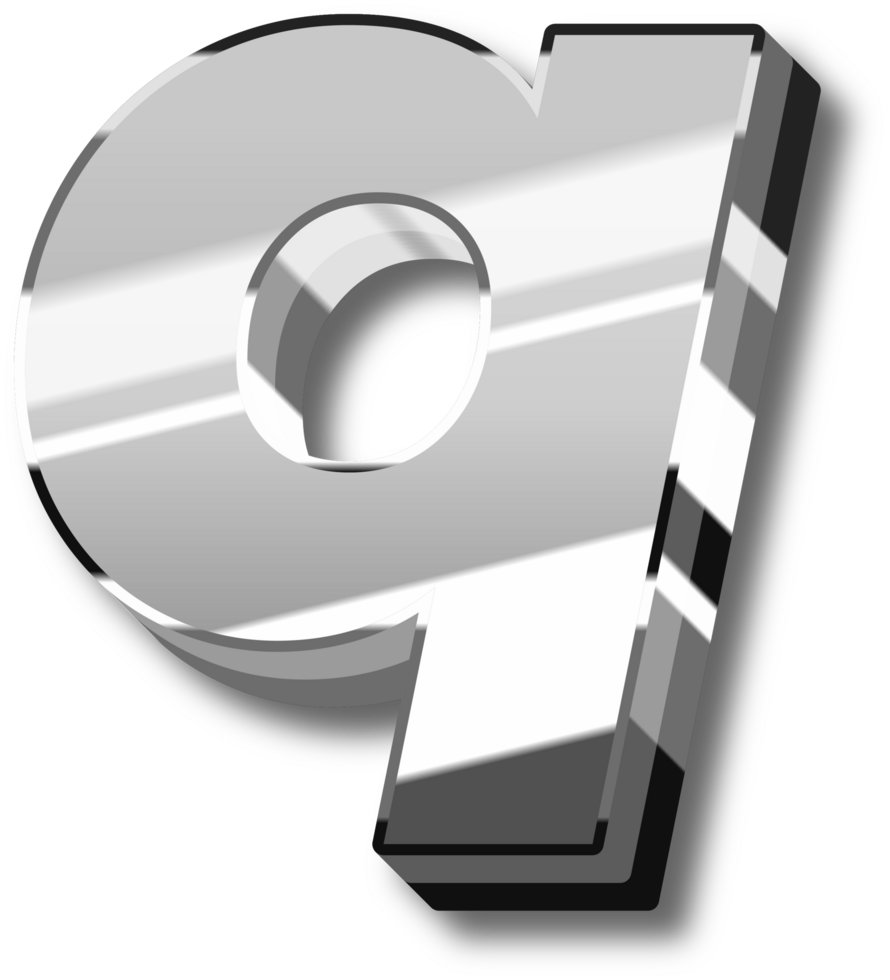 Silver Glossy Alphabet Letter and Number png