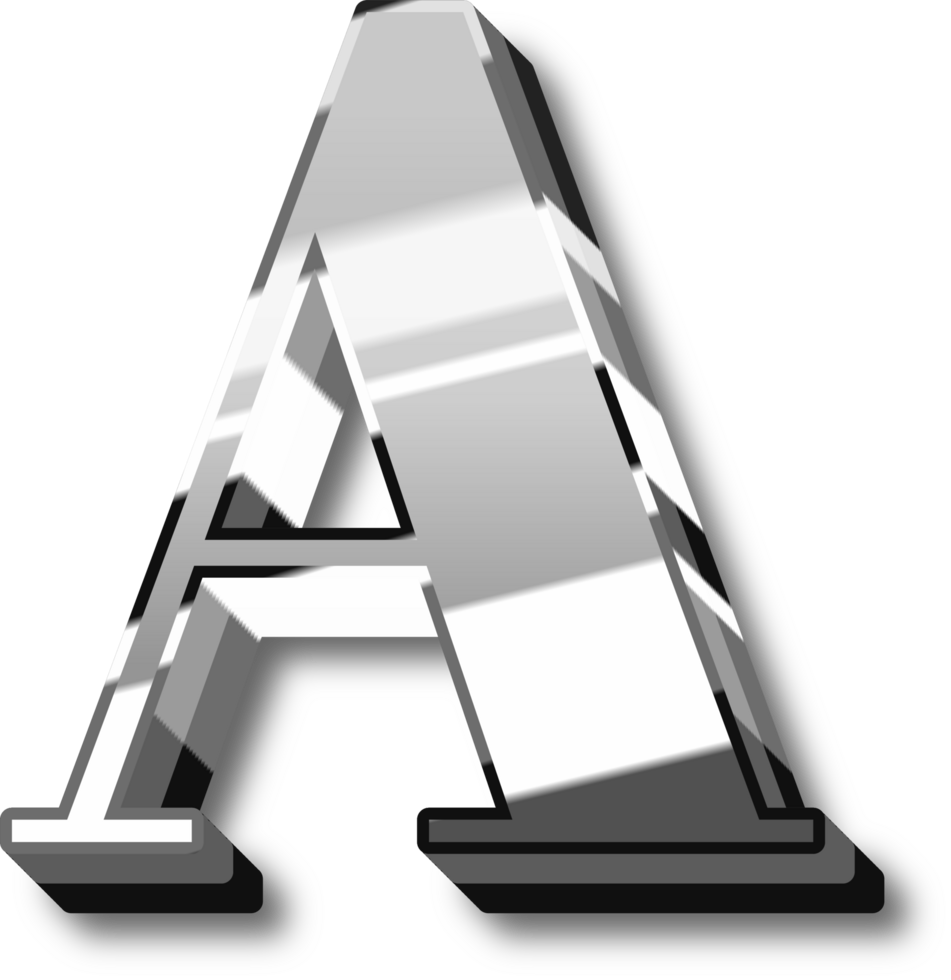 Shine Silver Alphabet Letters and Numbers png