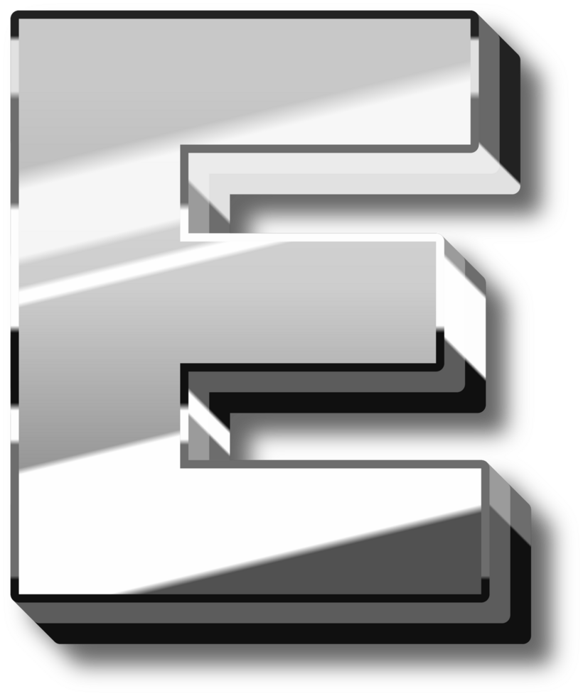 Silver Glossy Alphabet Letter and Number png