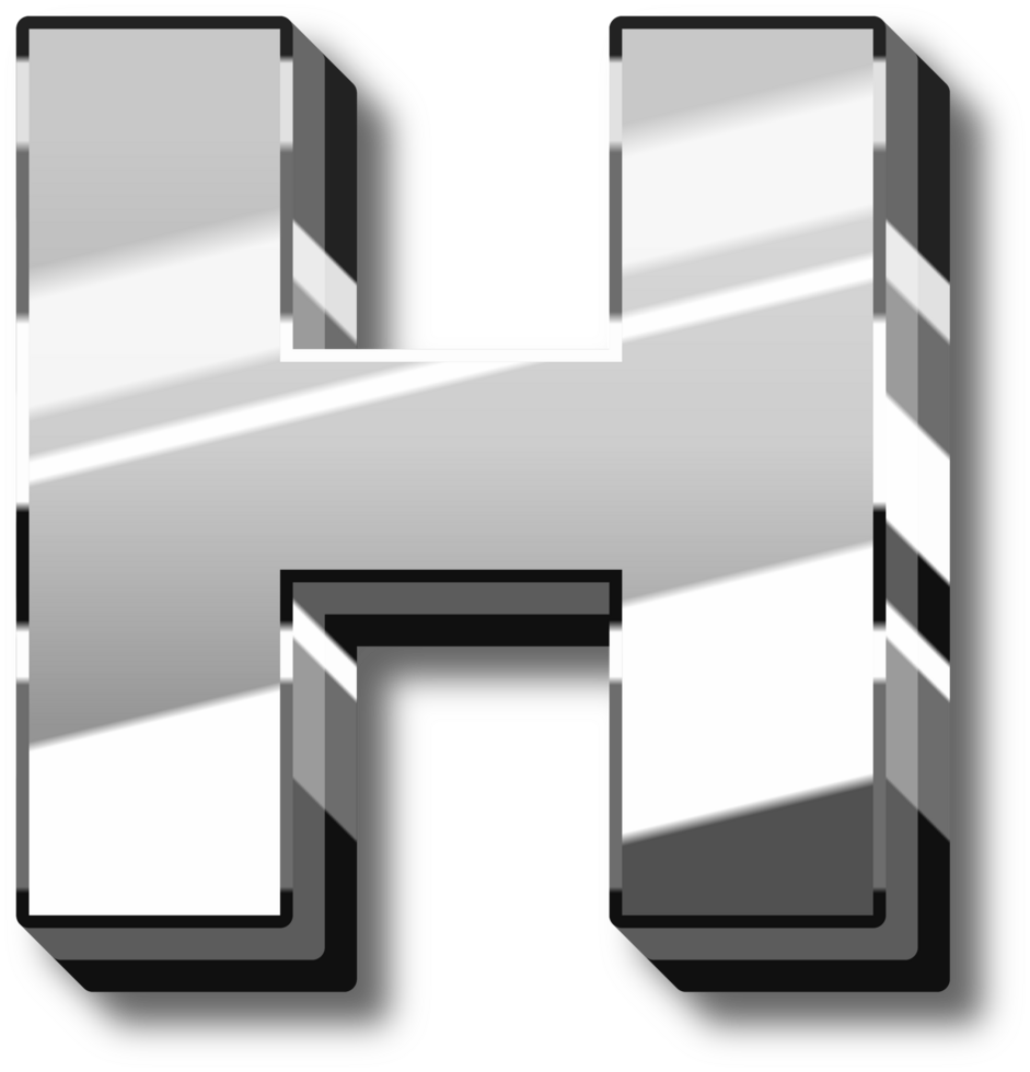 Silver Glossy Alphabet Letter and Number png