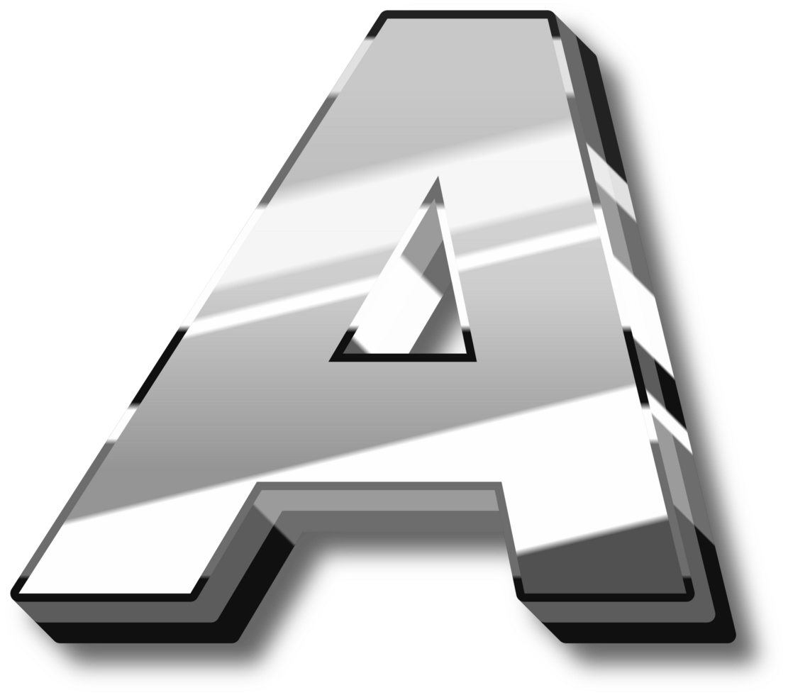 Silver Glossy Alphabet Letter and Number png