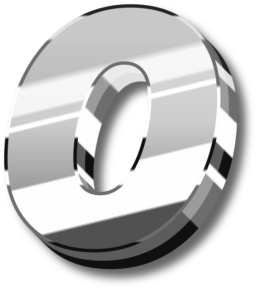 Silver Glossy Alphabet Letter and Number png
