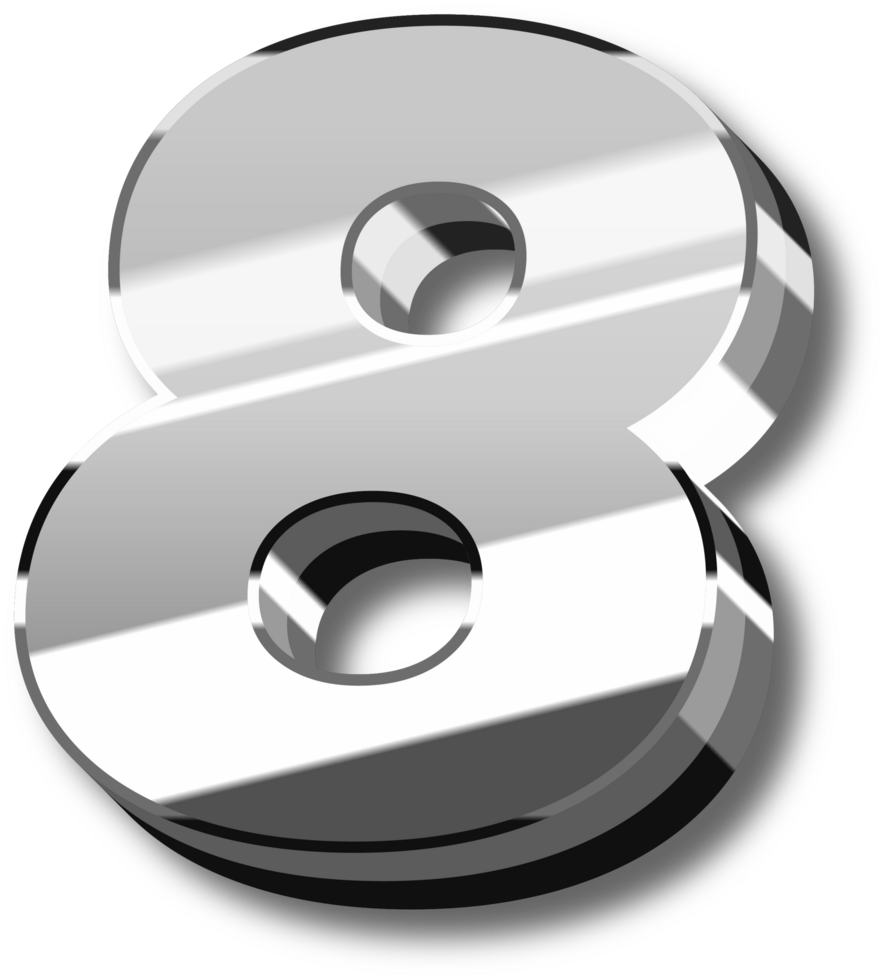 Silver Glossy Alphabet Letter and Number png