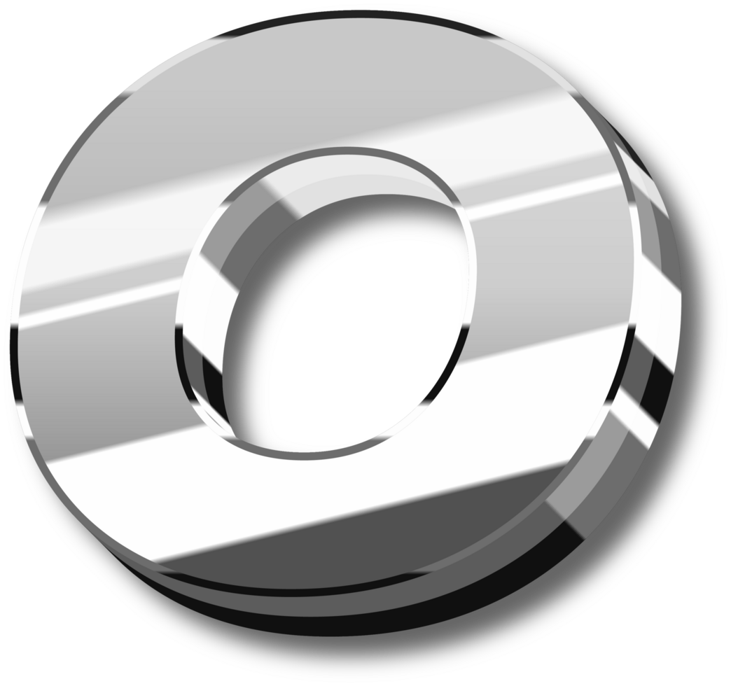 Silver Glossy Alphabet Letter and Number png