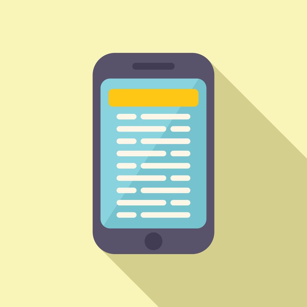 Phone reading book icon flat . Learn media dictionary vector
