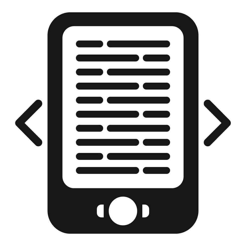 Reading on new device icon simple . Online bookstore vector