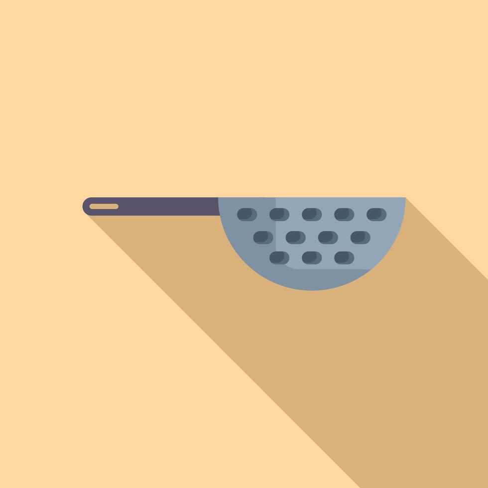 Separation drain tool icon flat . Colander sieve bowl vector