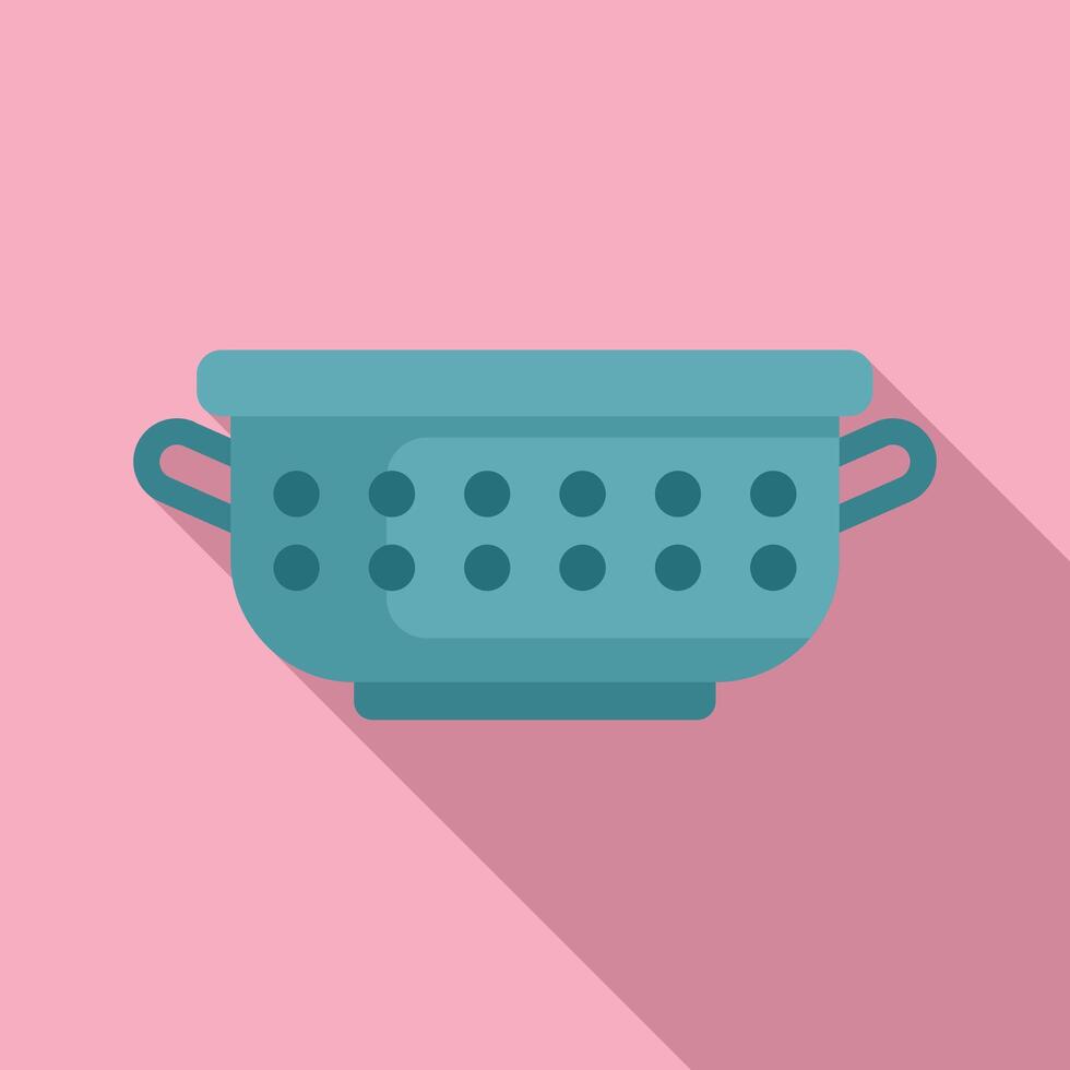 Drain object icon flat . Cooking colander vector