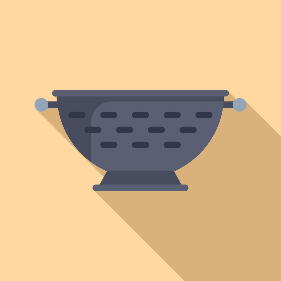 Prepare colander icon flat . Dish tool kit vector