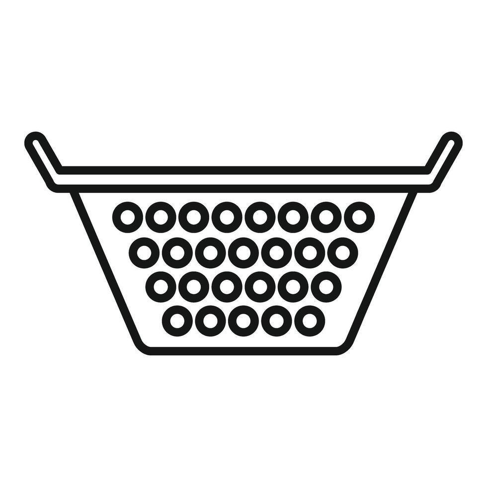 Prepare colander drain icon outline . Cooking accessory vector