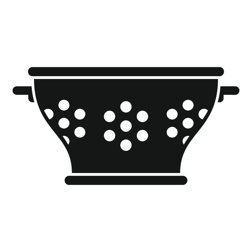 Metallic object colander icon simple . Cook accessory vector
