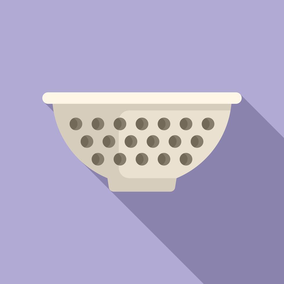 Kitchen colander tool icon flat . Sieve bowl vector