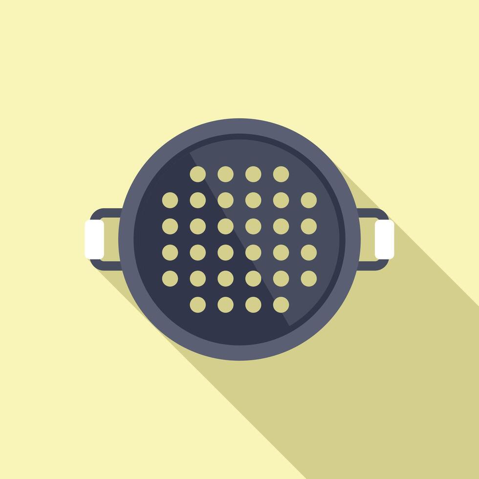Top view colander icon flat . Drain tool vector